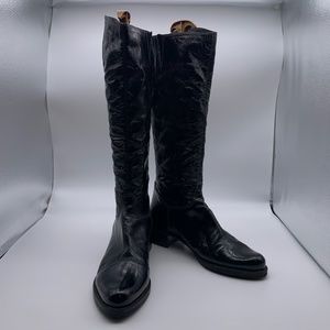 Dune London Patent Leather Chunky Sole Knee High Boots size US 9/9.5 (EU 40)
